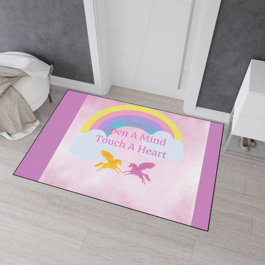 Teach Open a Mind Touch a Heart Rainbow Butterfly Floor Mat