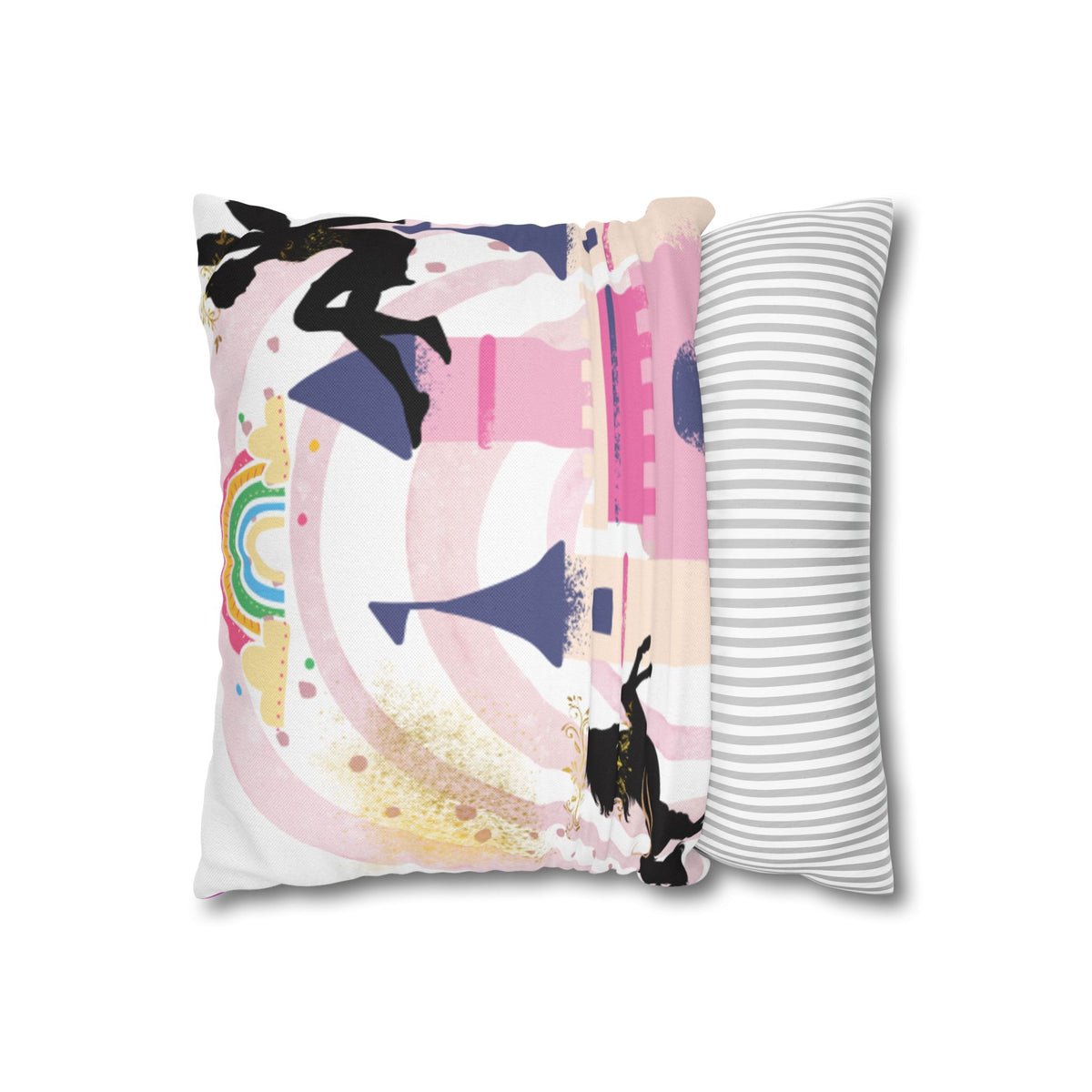 Fairytale Castle Rainbow Square Pillowcase