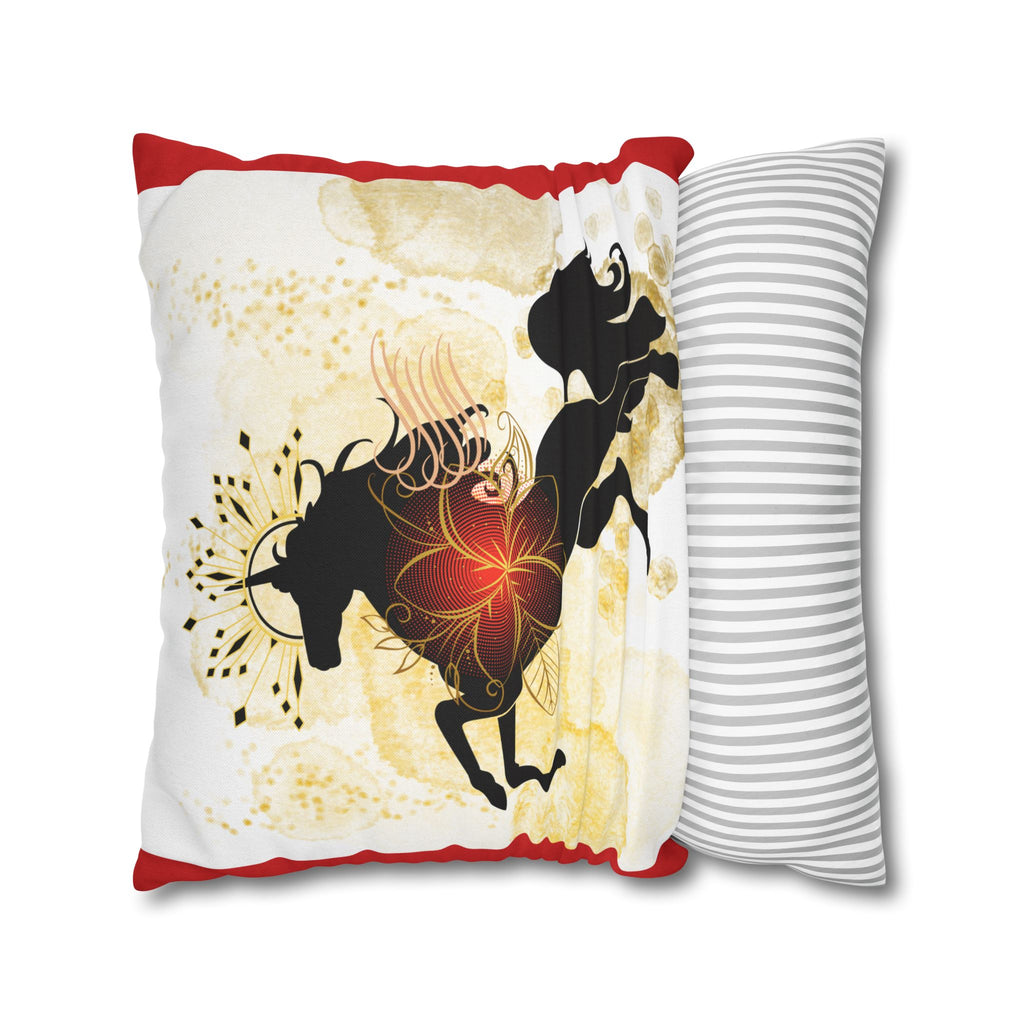 Mystical Black Horse Square Pillowcase