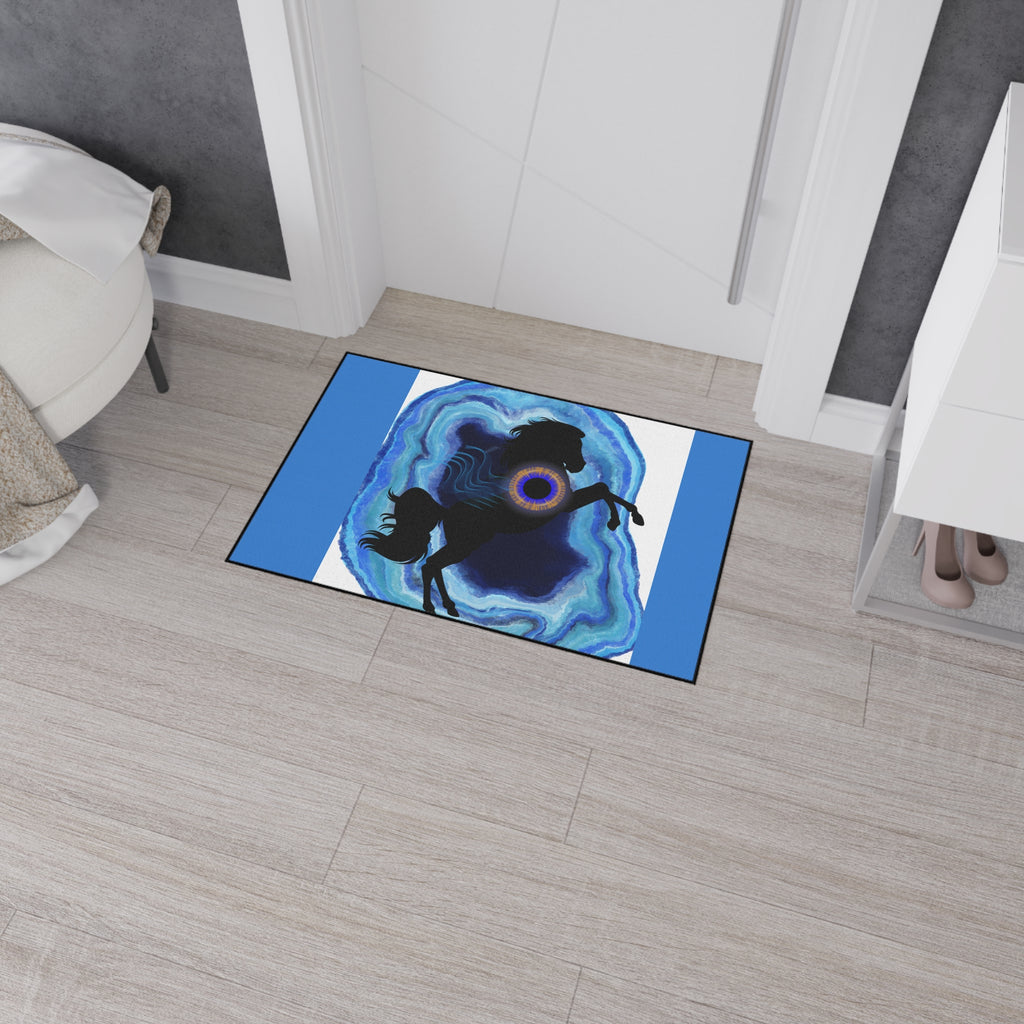 Mystical Blue Geode Frog Floor Mat