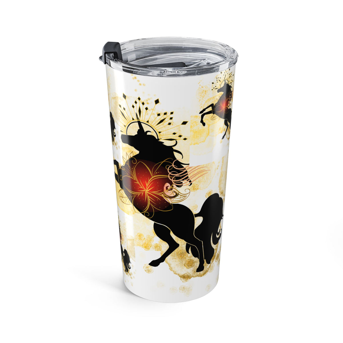 20oz Tumbler – Whimsical Horse Lover Black Red