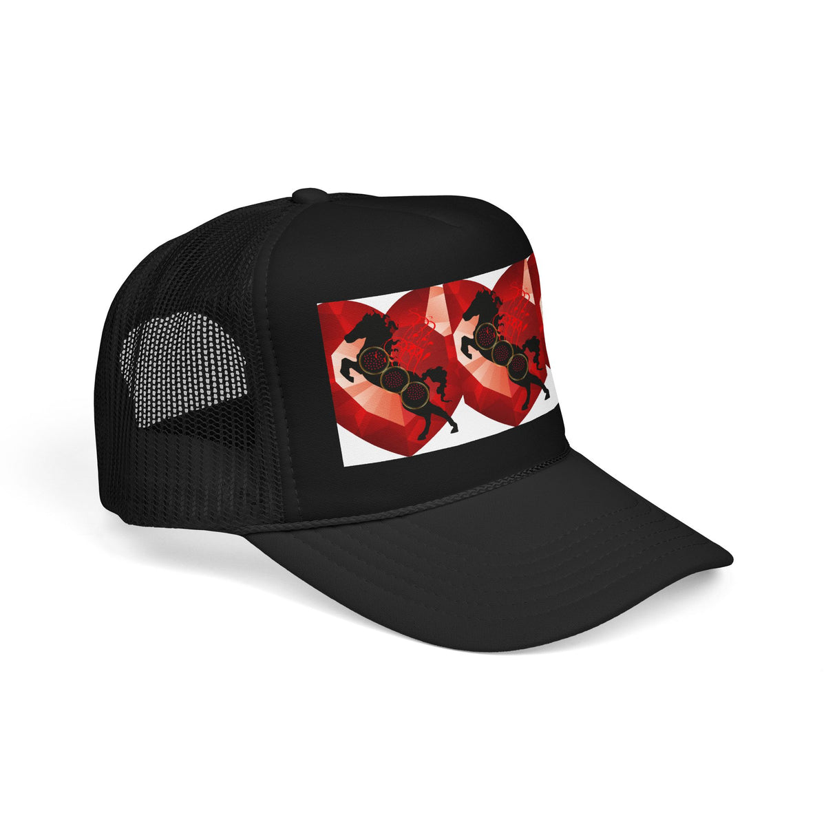 Foam Trucker Hat with Red Saxophone Heart Design