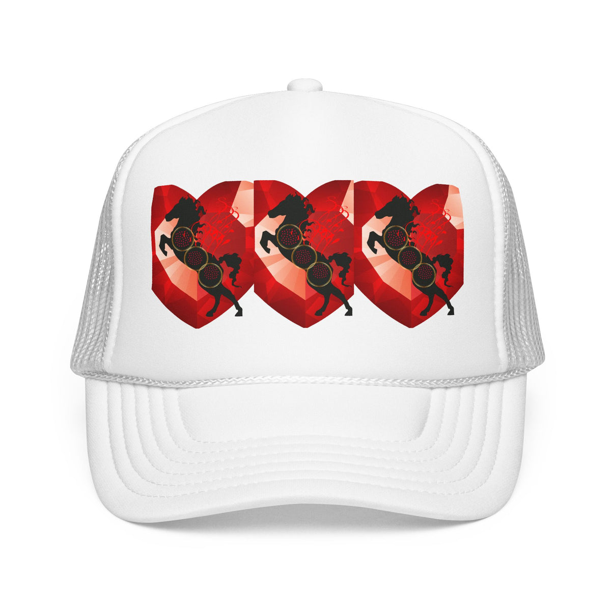 Foam Trucker Hat with Red Saxophone Heart Design