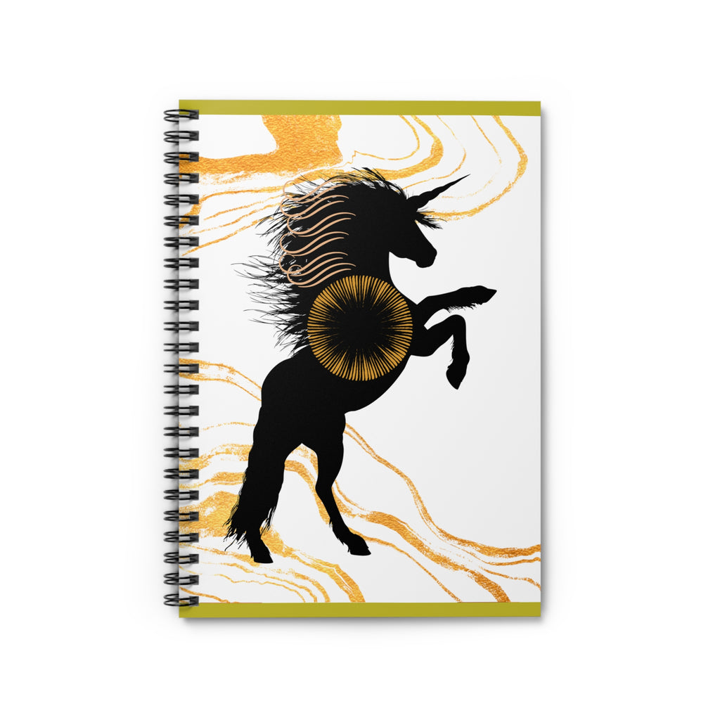 Mystical Black Unicorn Ruled Spiral Notebook