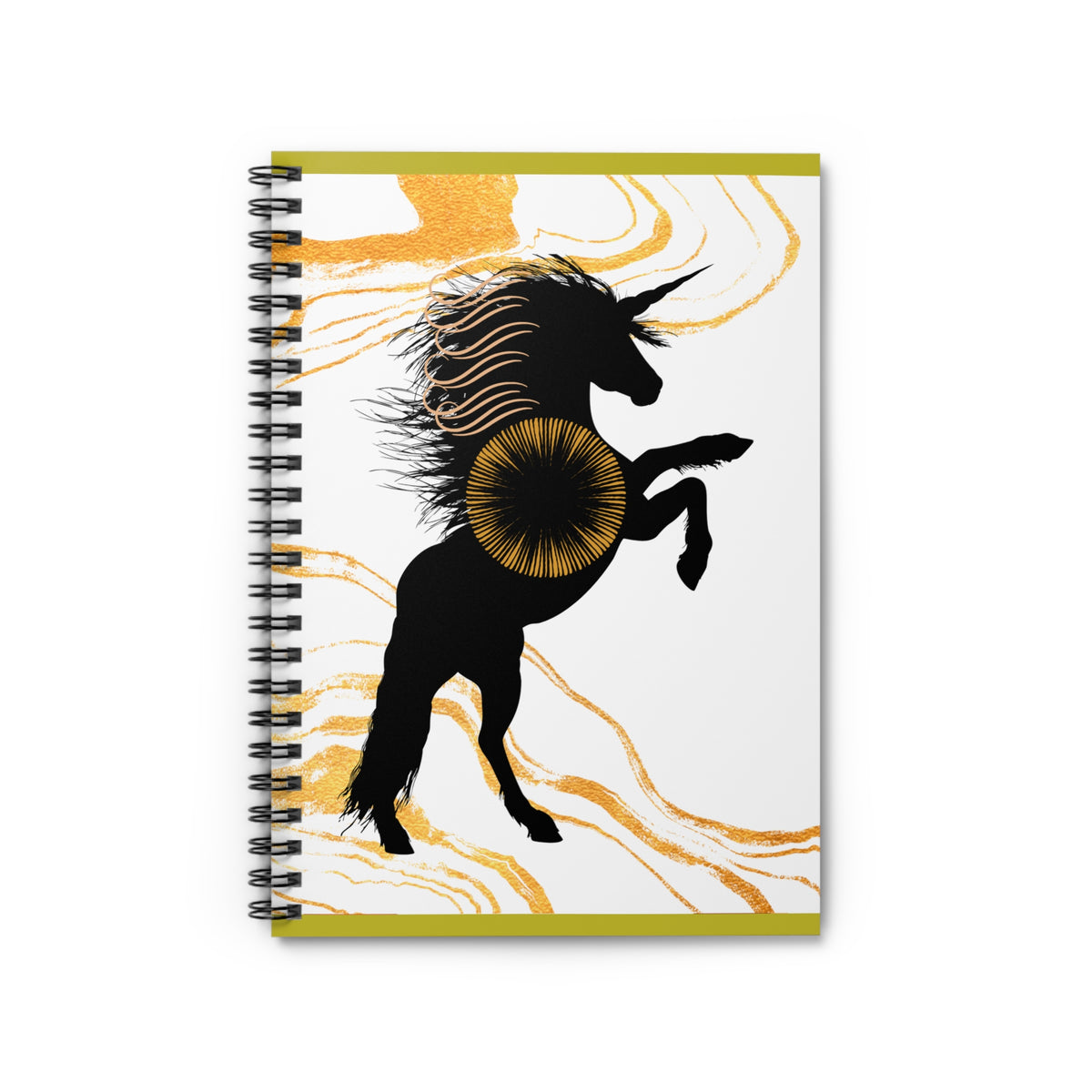 Mystical Black Unicorn Ruled Spiral Notebook