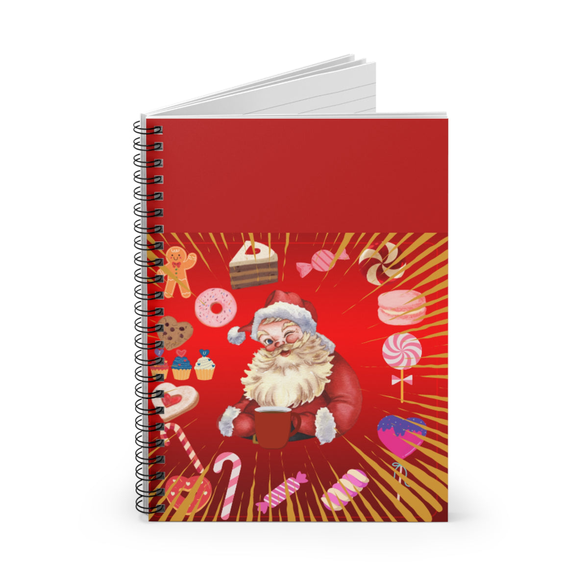 Christmas Santa Candy Cane Spiral Notebook
