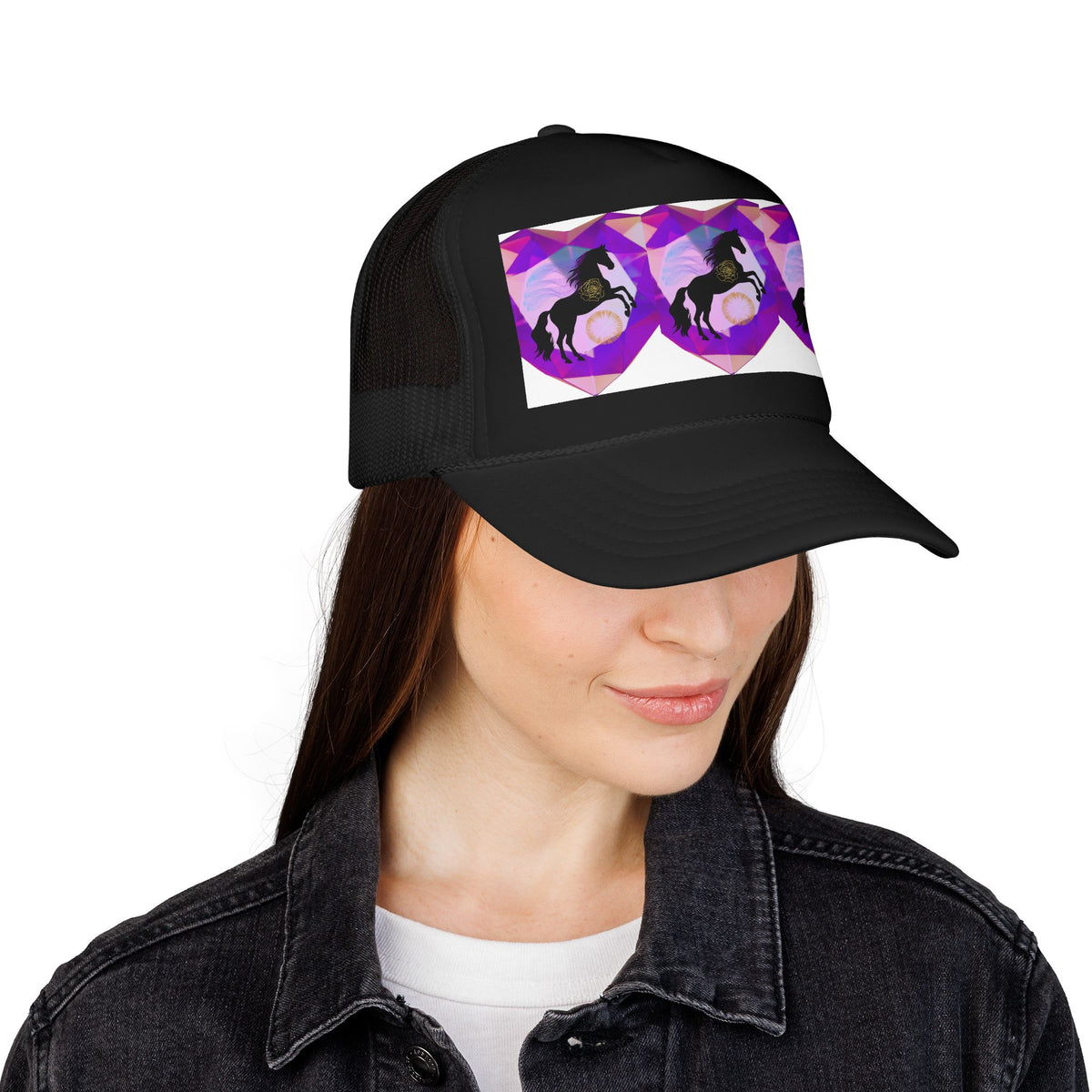 Mystical Black Cat Foam Trucker Hat