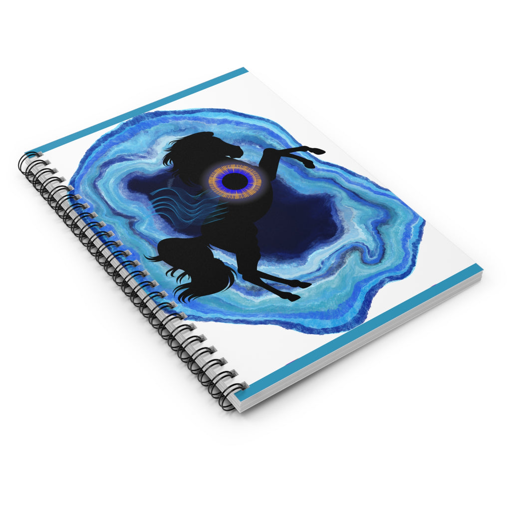 Spiral Notebook – Mystical Blue Agate Horse Design