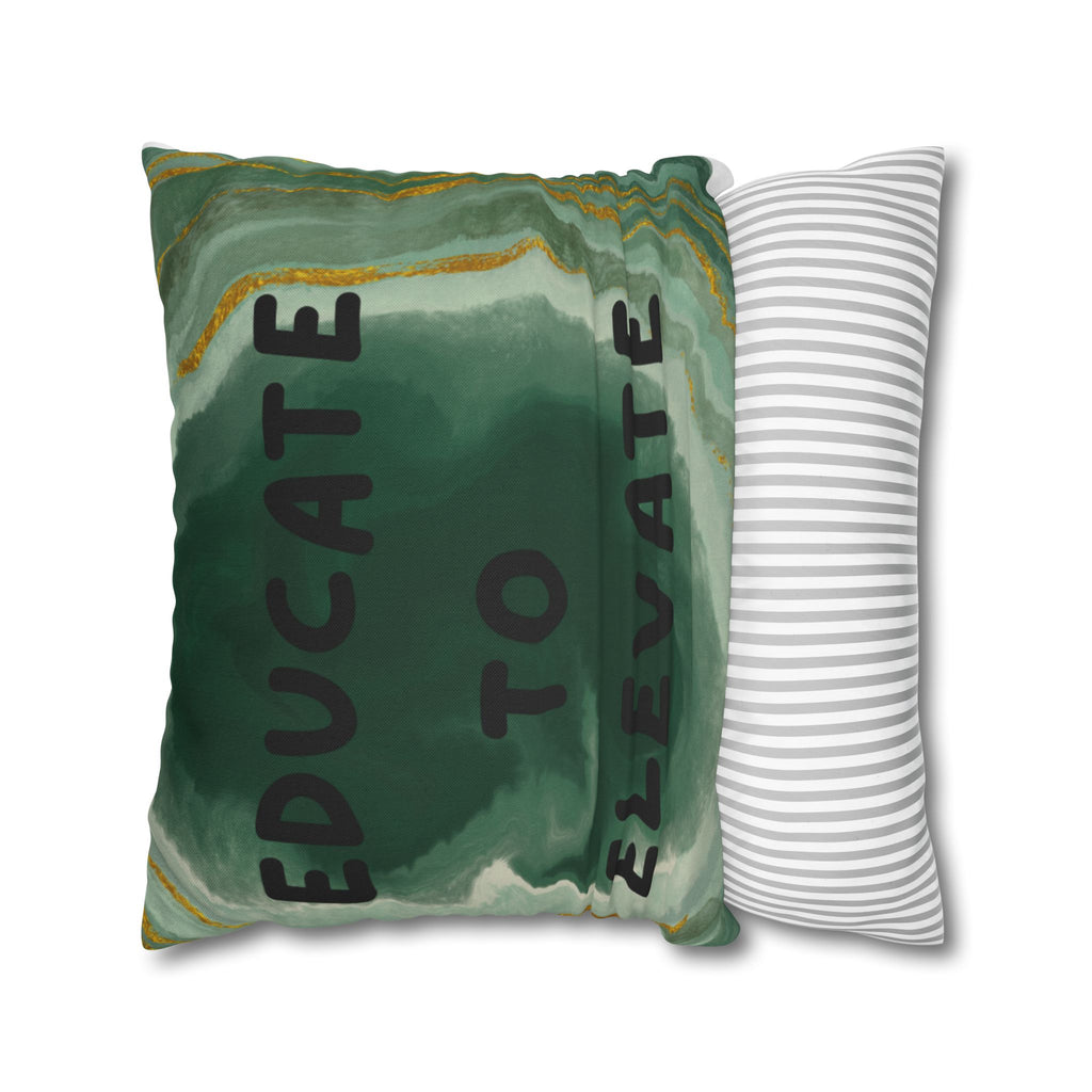 Educate to Elevate Green Geode Square Pillowcase