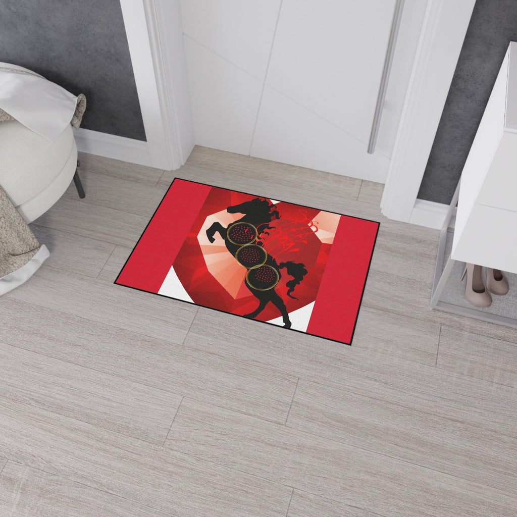 Heavy Duty Floor Mat – Red Black Gothic Rock Horse Design