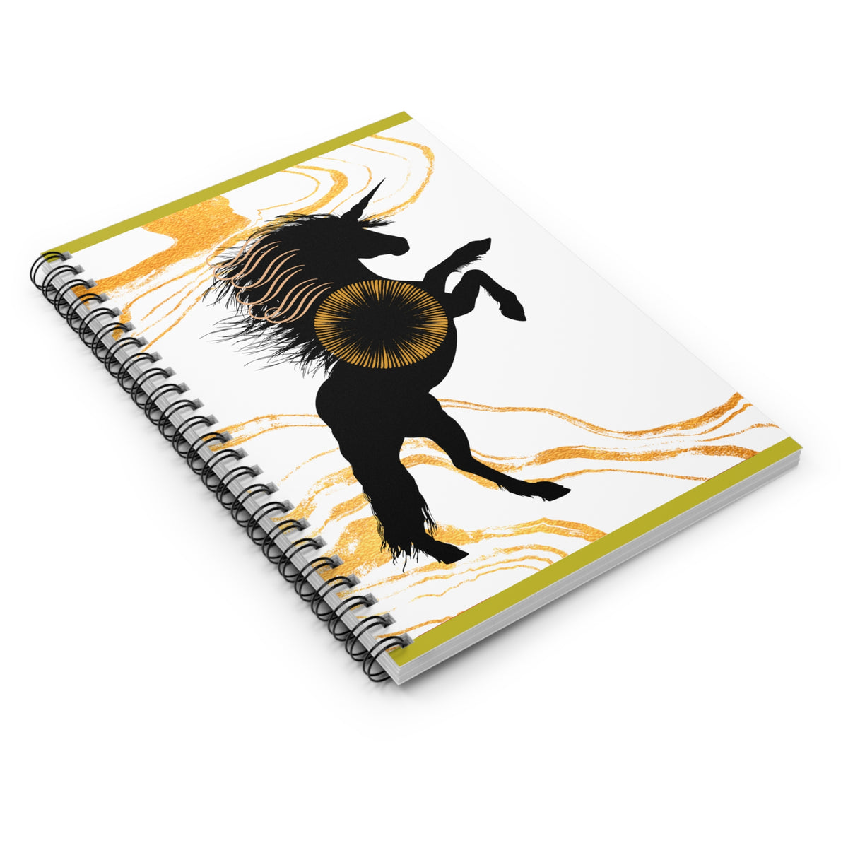 Mystical Black Unicorn Ruled Spiral Notebook