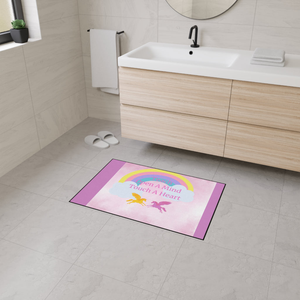 Teach Open a Mind Touch a Heart Rainbow Butterfly Floor Mat