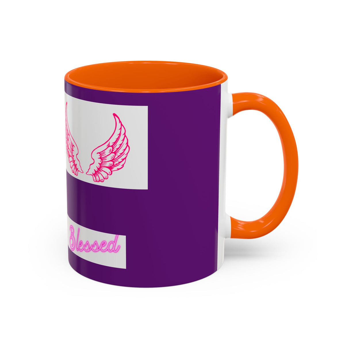 Pink Angel Wings Accent Coffee Mug — Feminine Wing Pattern Ceramic Mug (11/15 oz)