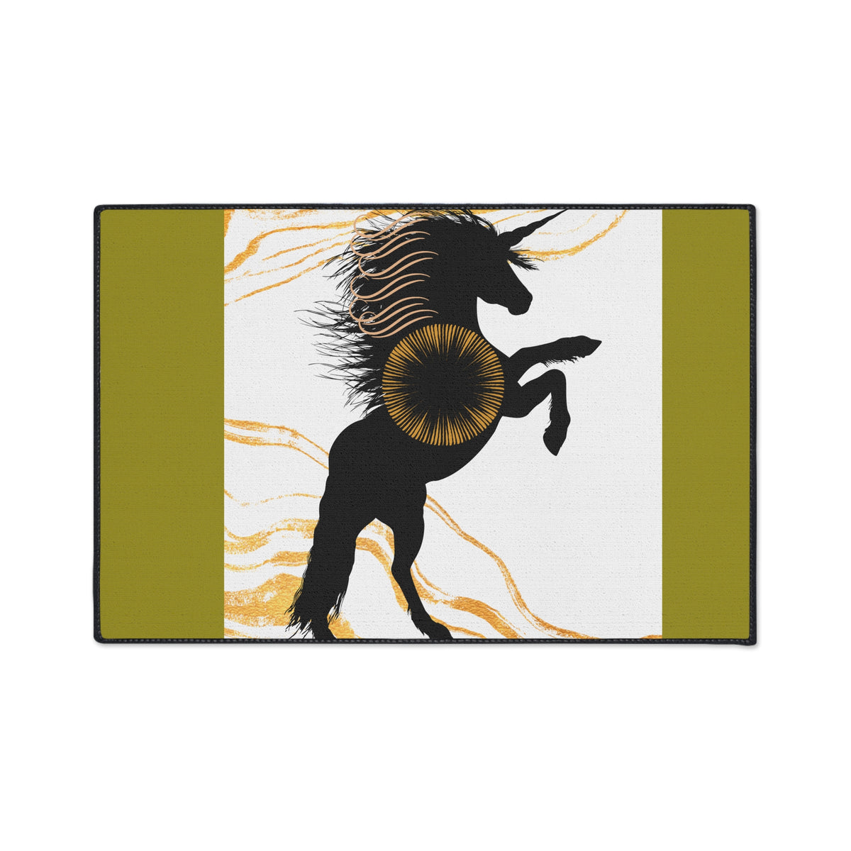 Rearing Black Horse Floor Mat – Equestrian Home Decor