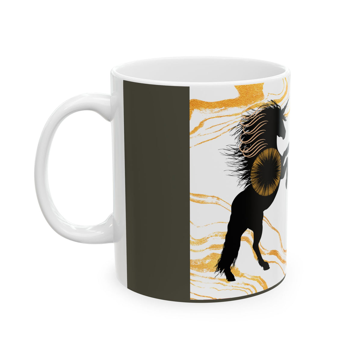 Abstract Black Horse Ceramic Mug