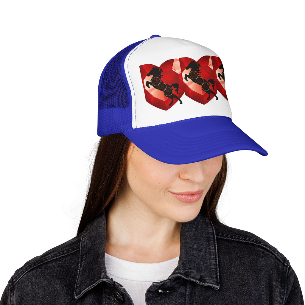 Foam Trucker Hat with Red Saxophone Heart Design
