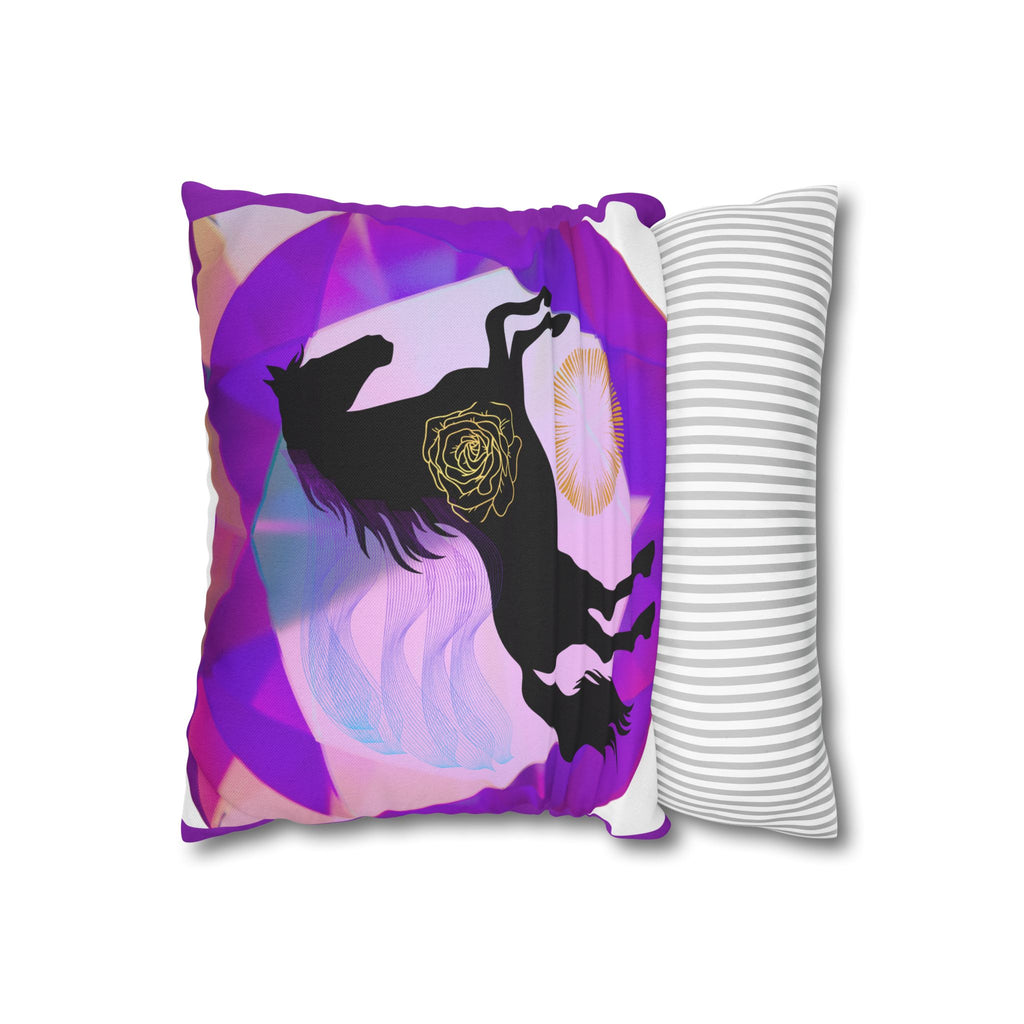 Mystical Black Horse Square Pillowcase