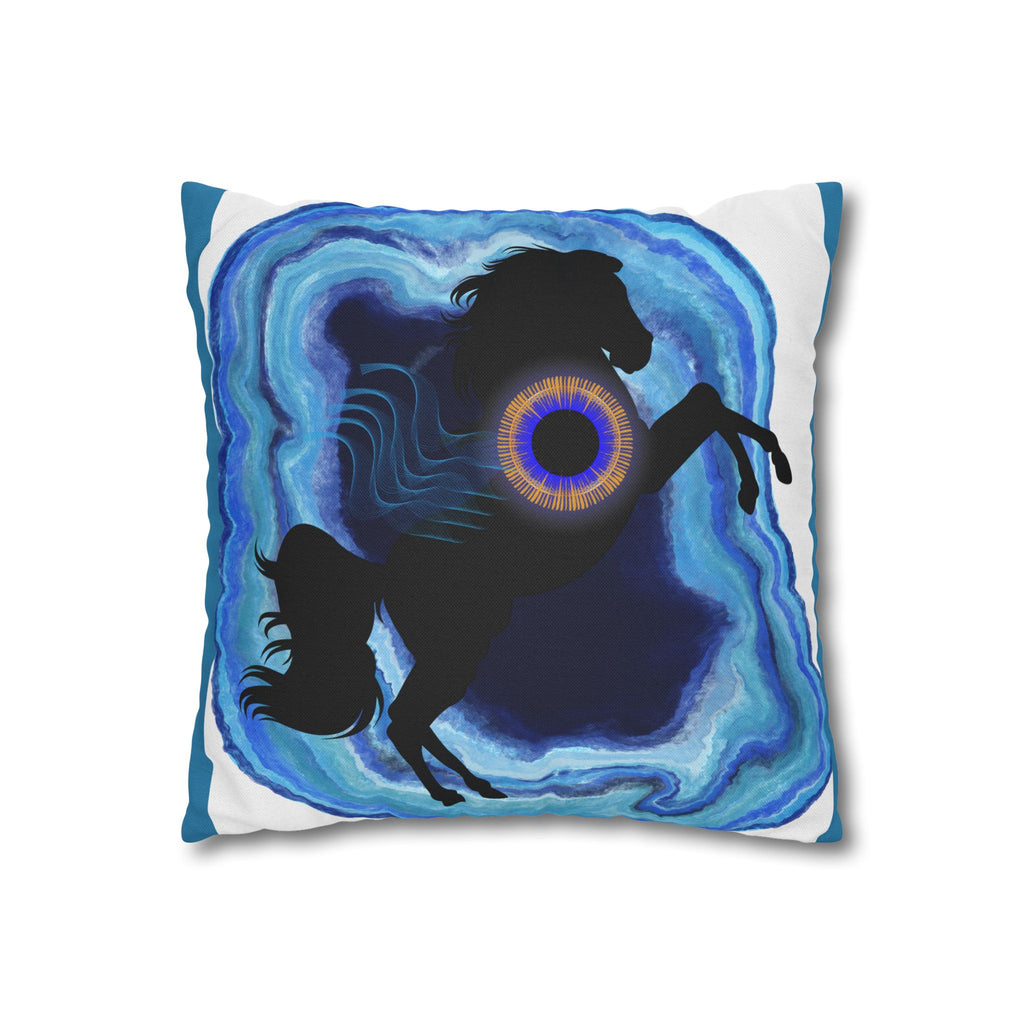 Mystical Blue Horse Square Pillowcase