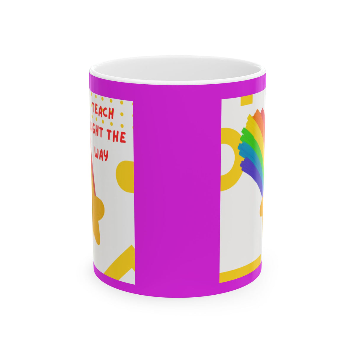 Ceramic Mug with Colorful Rainbow and Positive Quote Design