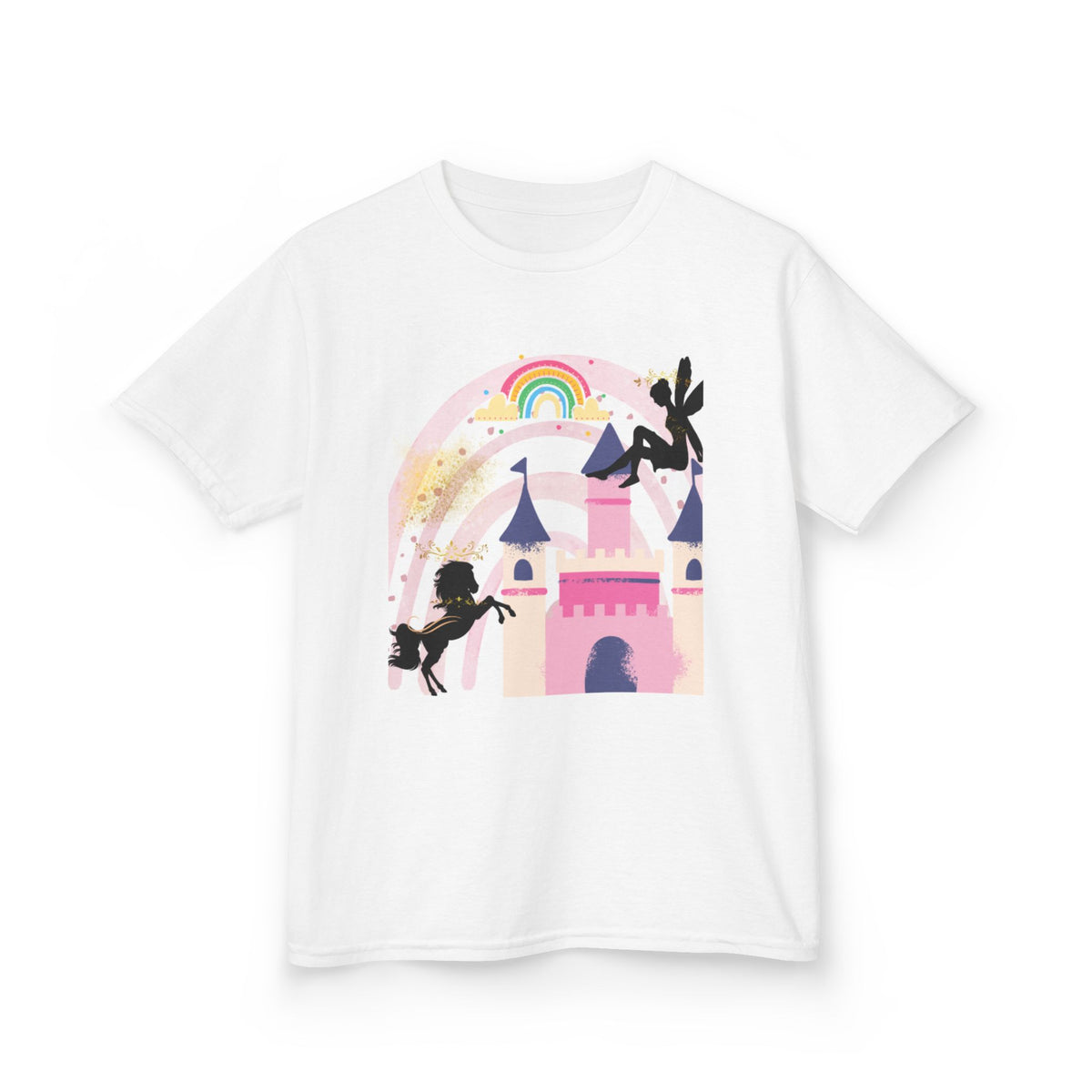 Kids Tee — Fairy Tale Castle Rainbow Princess Silhouette Shirt