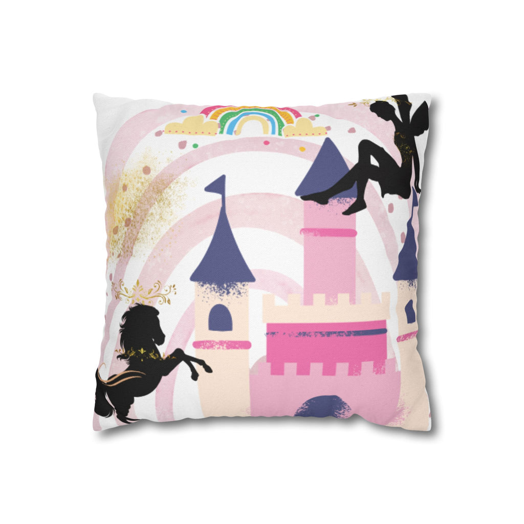 Fairytale Castle Rainbow Square Pillowcase