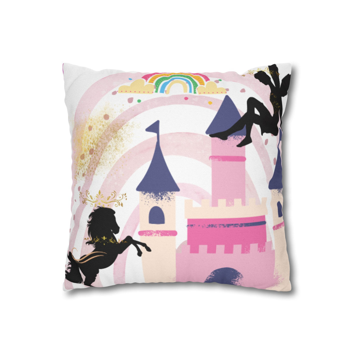 Fairytale Castle Rainbow Square Pillowcase