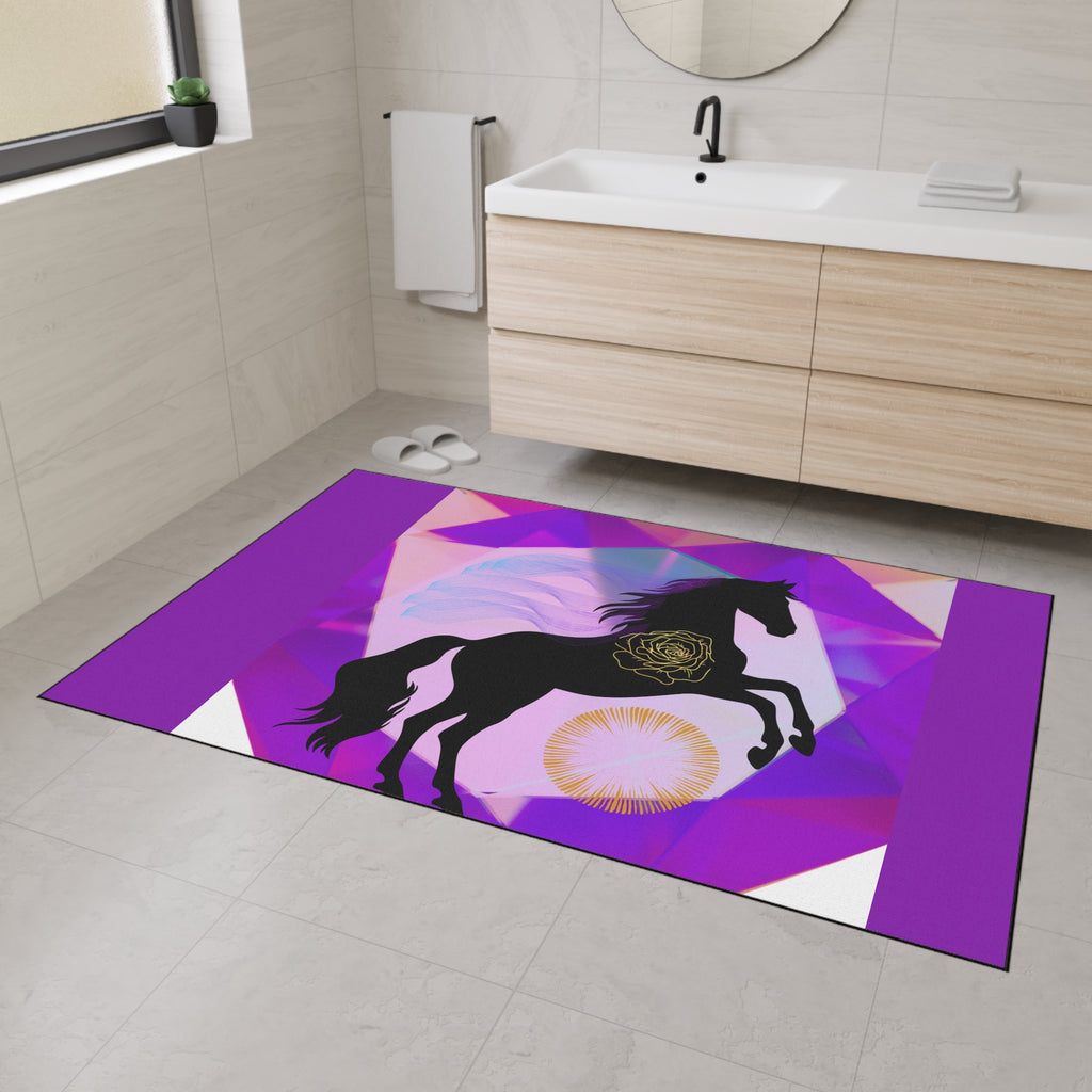 Mystical Black Horse Geometric Floor Mat