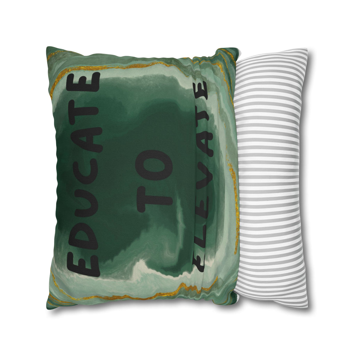 Educate to Elevate Green Geode Square Pillowcase