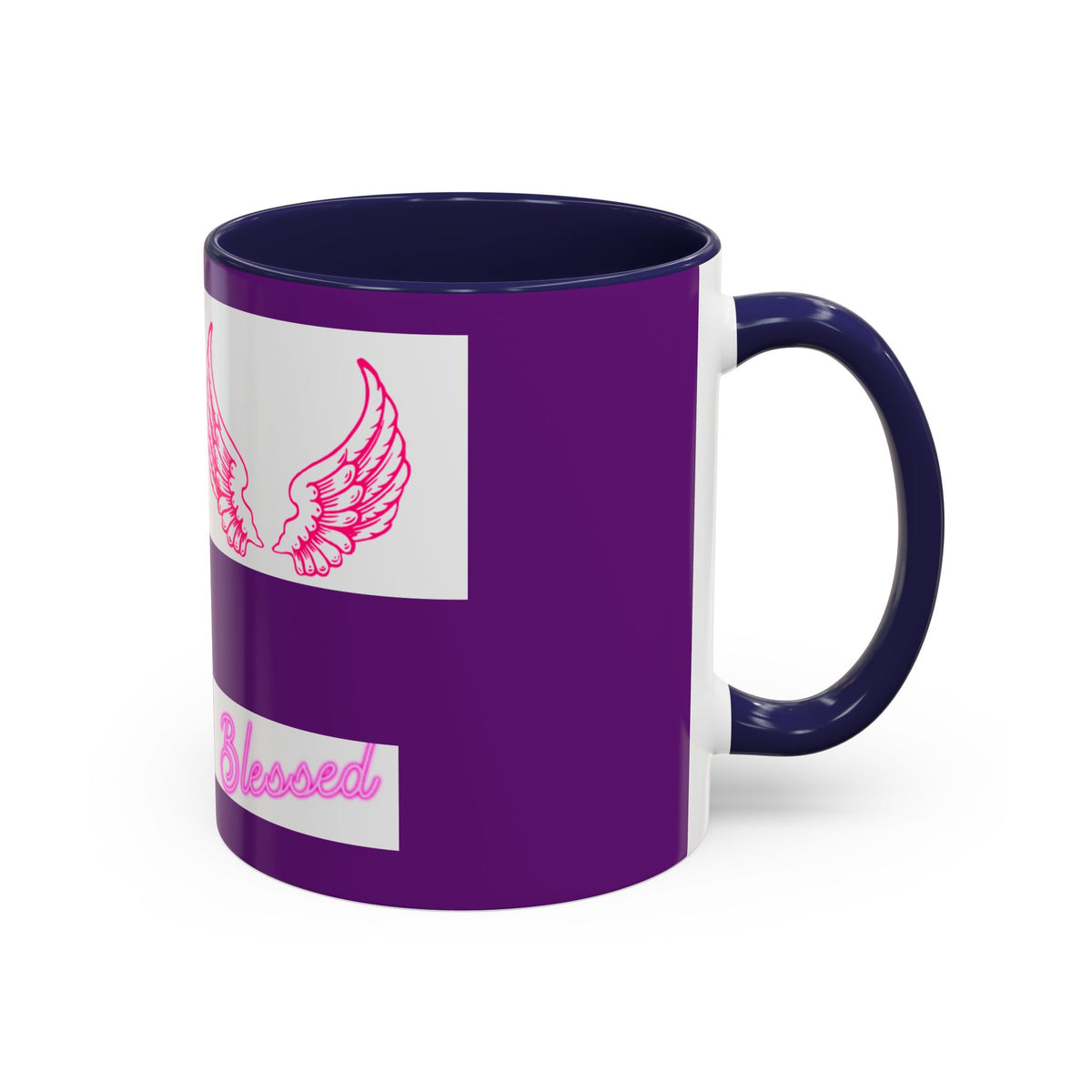 Pink Angel Wings Accent Coffee Mug — Feminine Wing Pattern Ceramic Mug (11/15 oz)