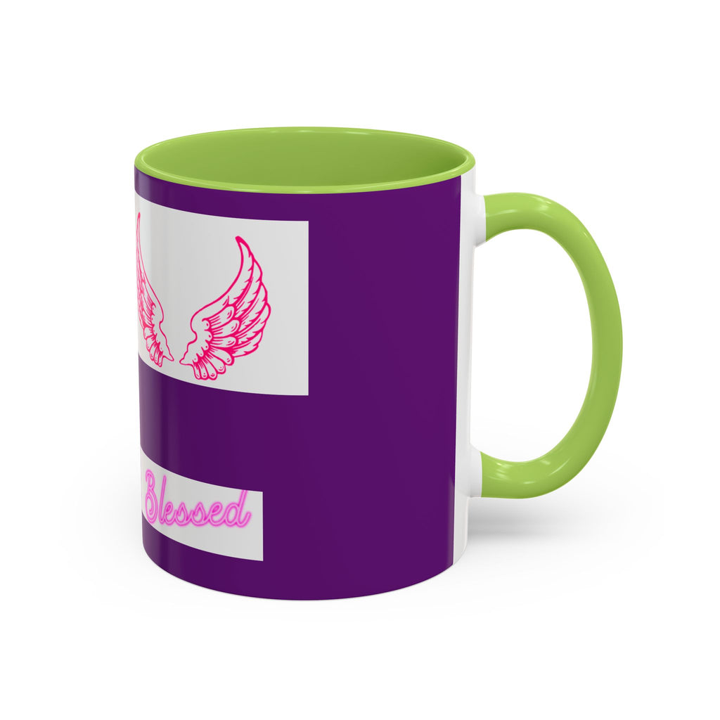 Pink Angel Wings Accent Coffee Mug — Feminine Wing Pattern Ceramic Mug (11/15 oz)