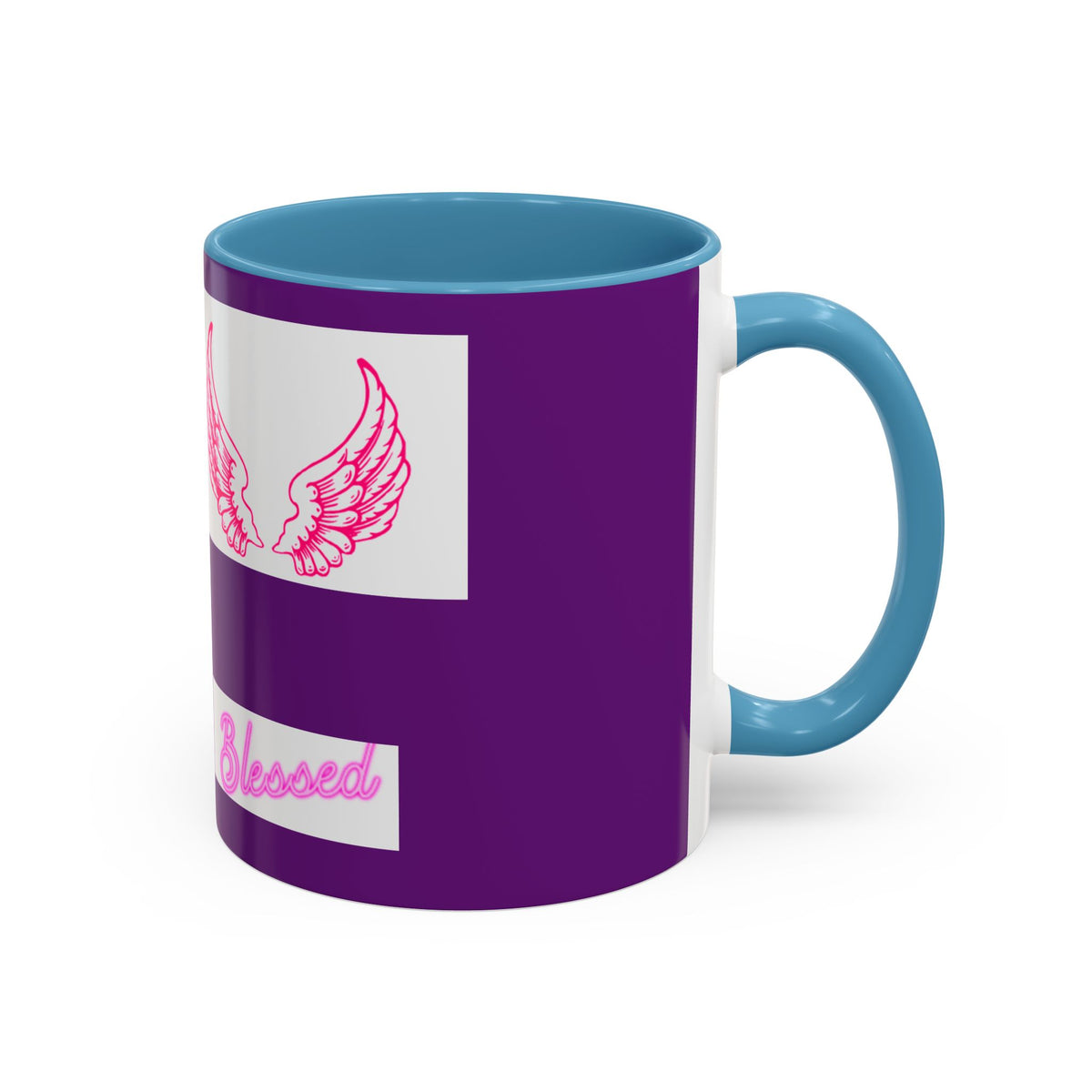 Pink Angel Wings Accent Coffee Mug — Feminine Wing Pattern Ceramic Mug (11/15 oz)