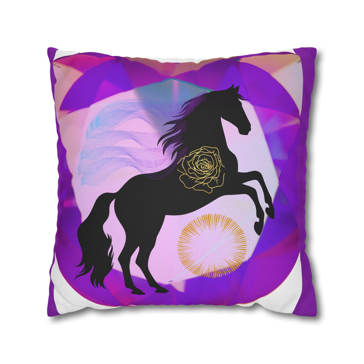 Mystical Black Horse Square Pillowcase