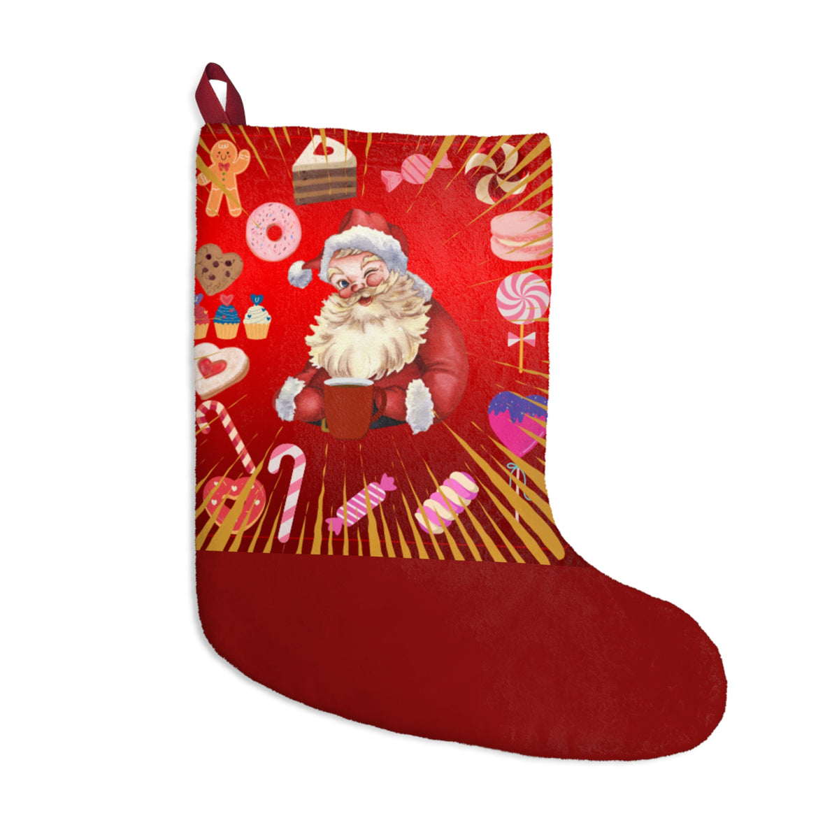 Santa Candy Cane Christmas Stocking