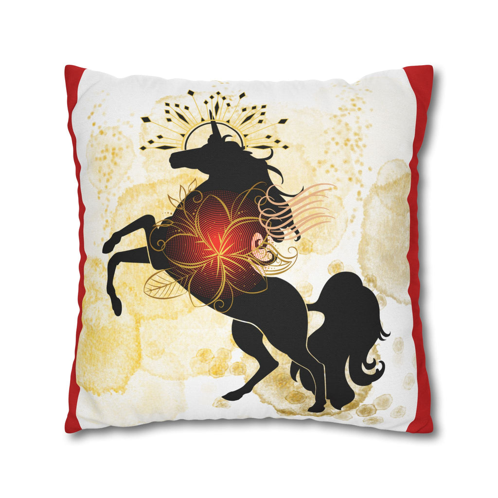 Mystical Black Horse Square Pillowcase