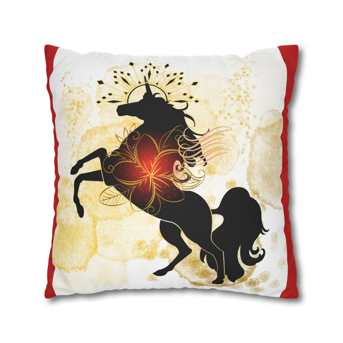 Mystical Black Horse Square Pillowcase