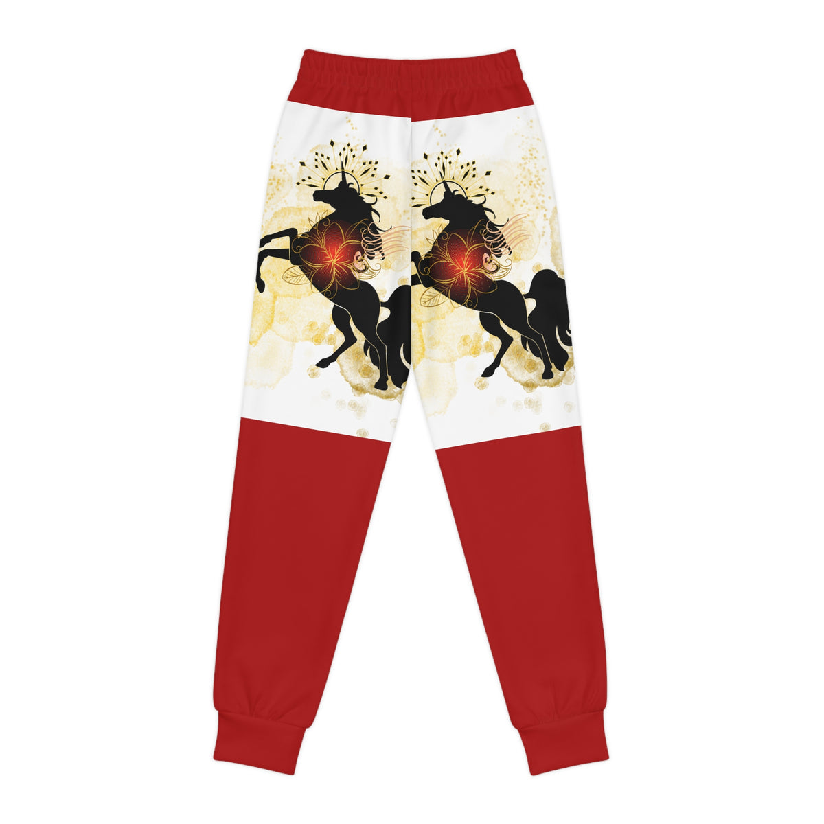 Youth Joggers with Fiery Black Stallion Art