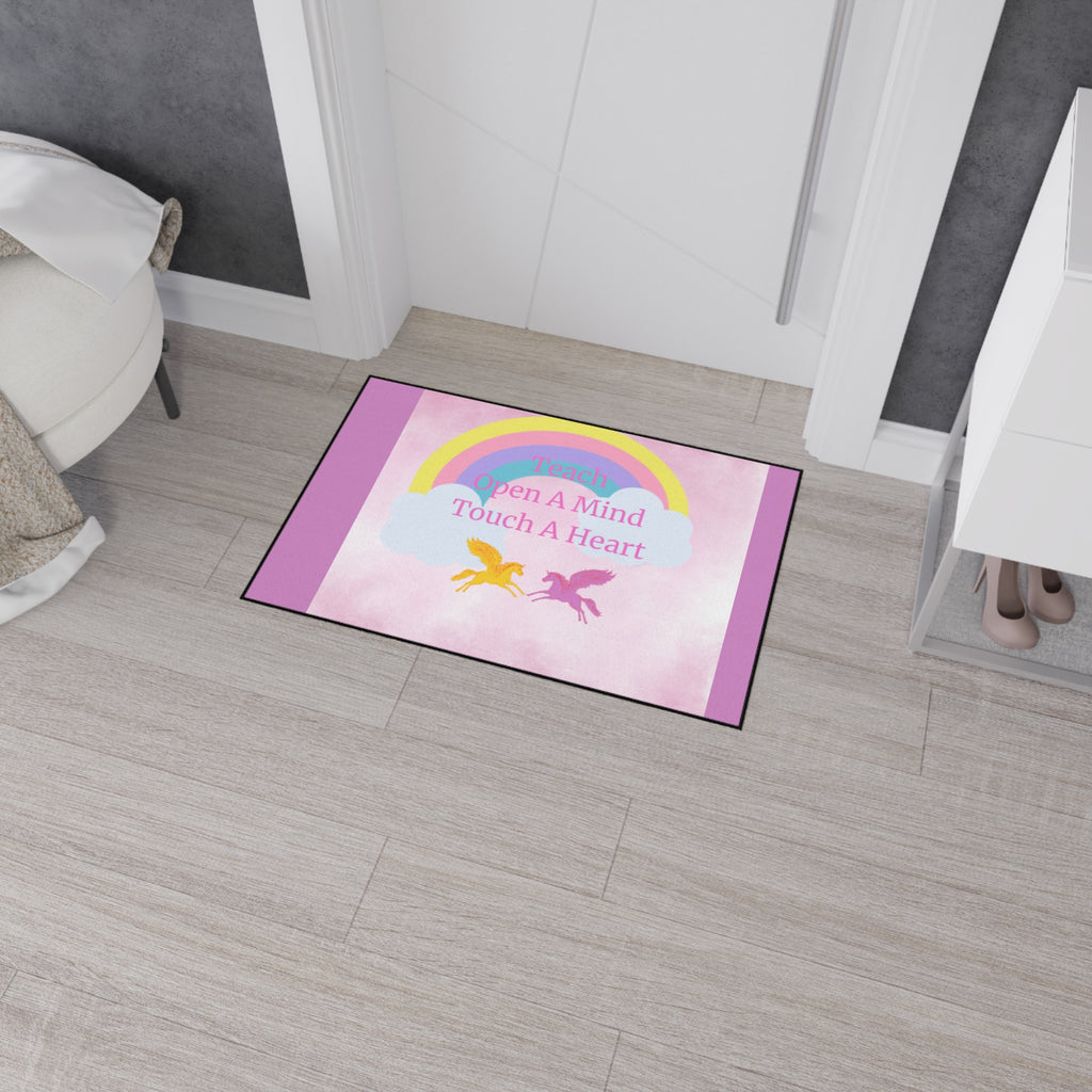 Teach Open a Mind Touch a Heart Rainbow Butterfly Floor Mat