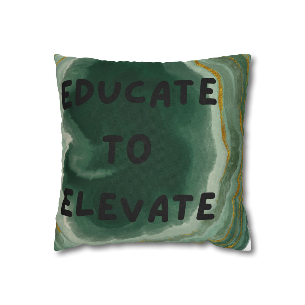Educate to Elevate Green Geode Square Pillowcase