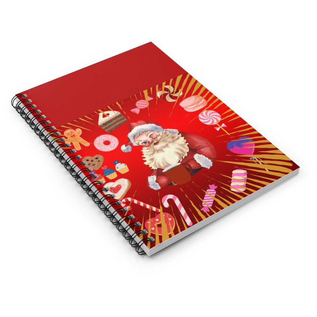 Christmas Santa Candy Cane Spiral Notebook