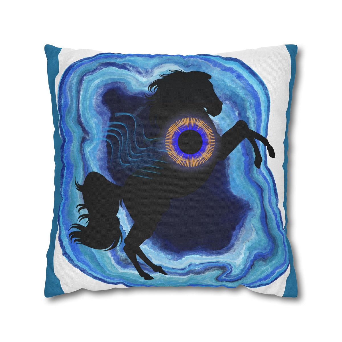 Mystical Blue Horse Square Pillowcase