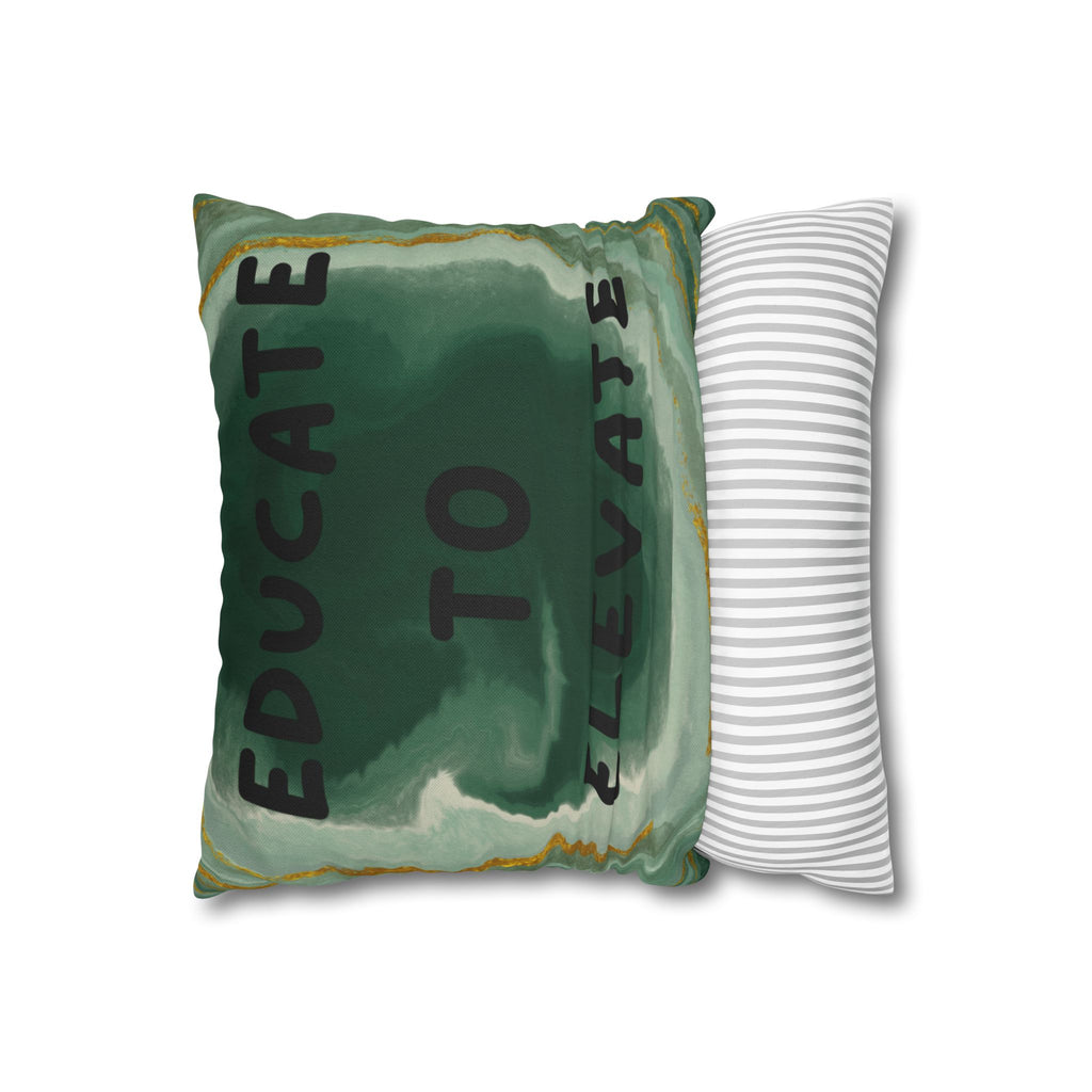 Educate to Elevate Green Geode Square Pillowcase