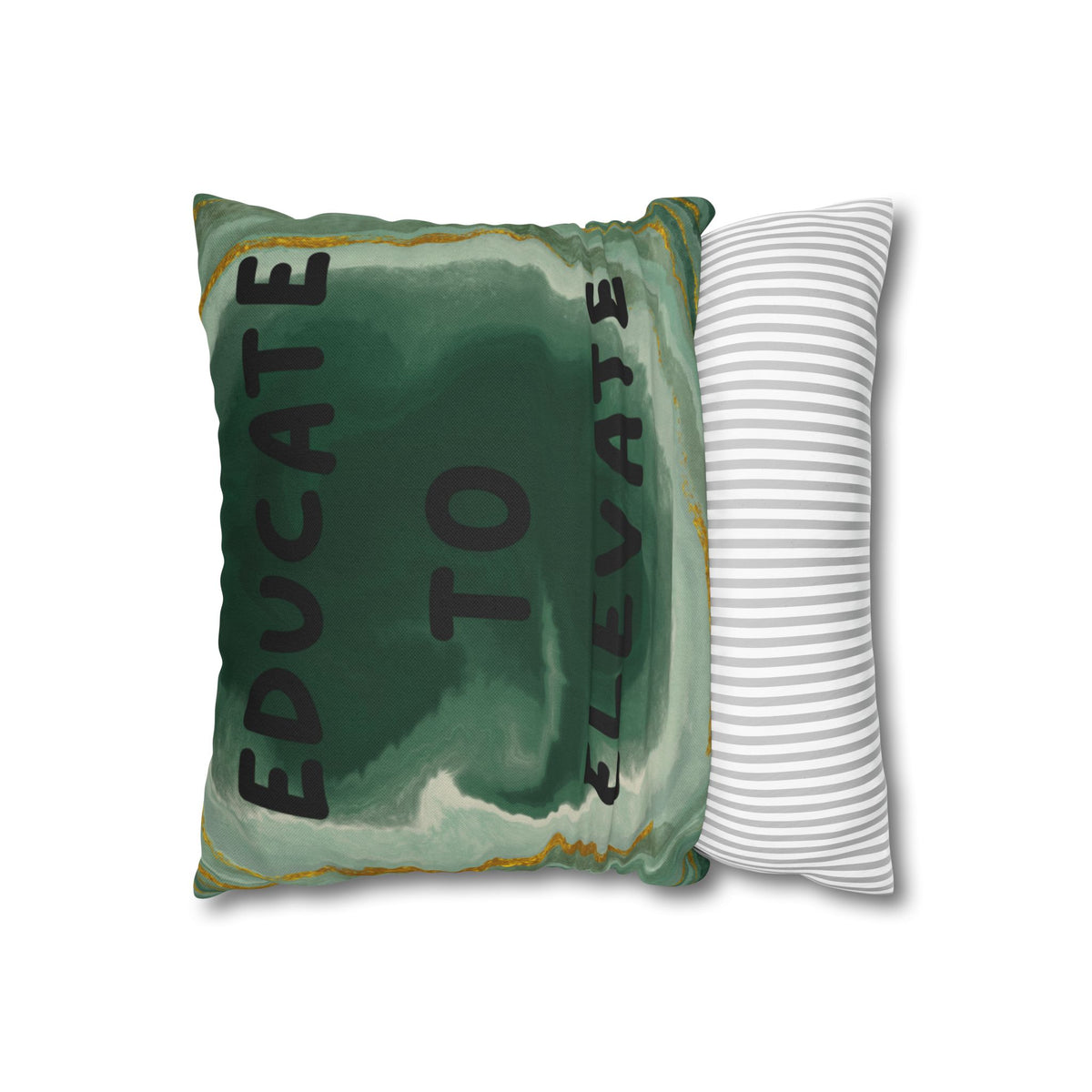 Educate to Elevate Green Geode Square Pillowcase
