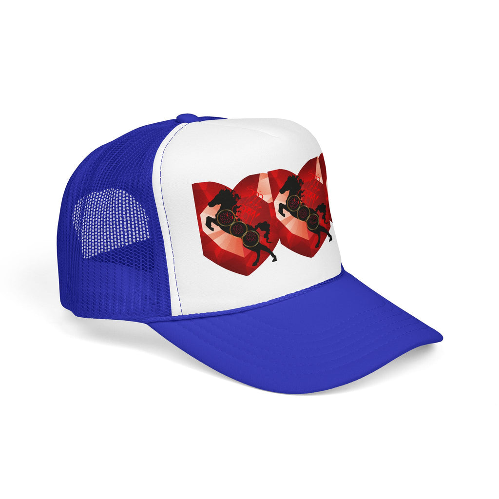 Foam Trucker Hat with Red Saxophone Heart Design