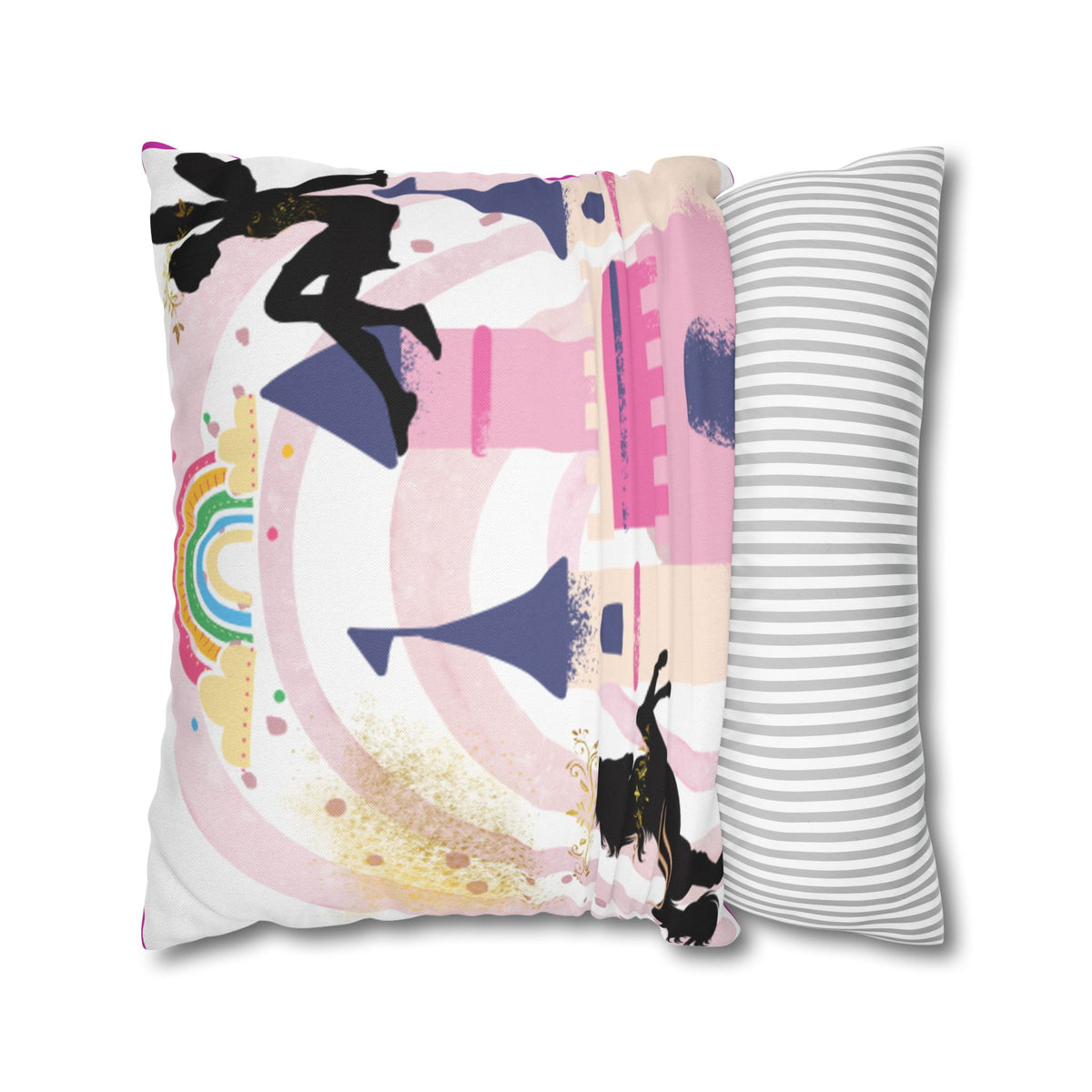 Fairytale Castle Rainbow Square Pillowcase