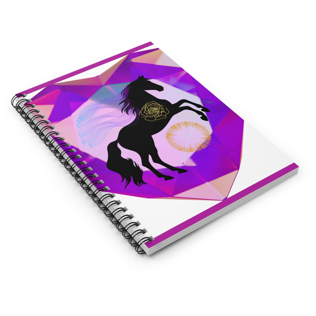 Geometric Black Horse Spiral Notebook