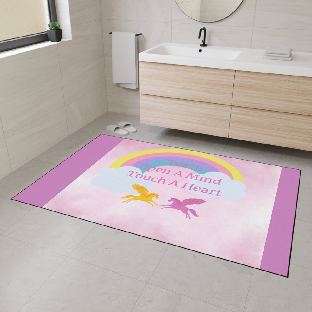 Teach Open a Mind Touch a Heart Rainbow Butterfly Floor Mat