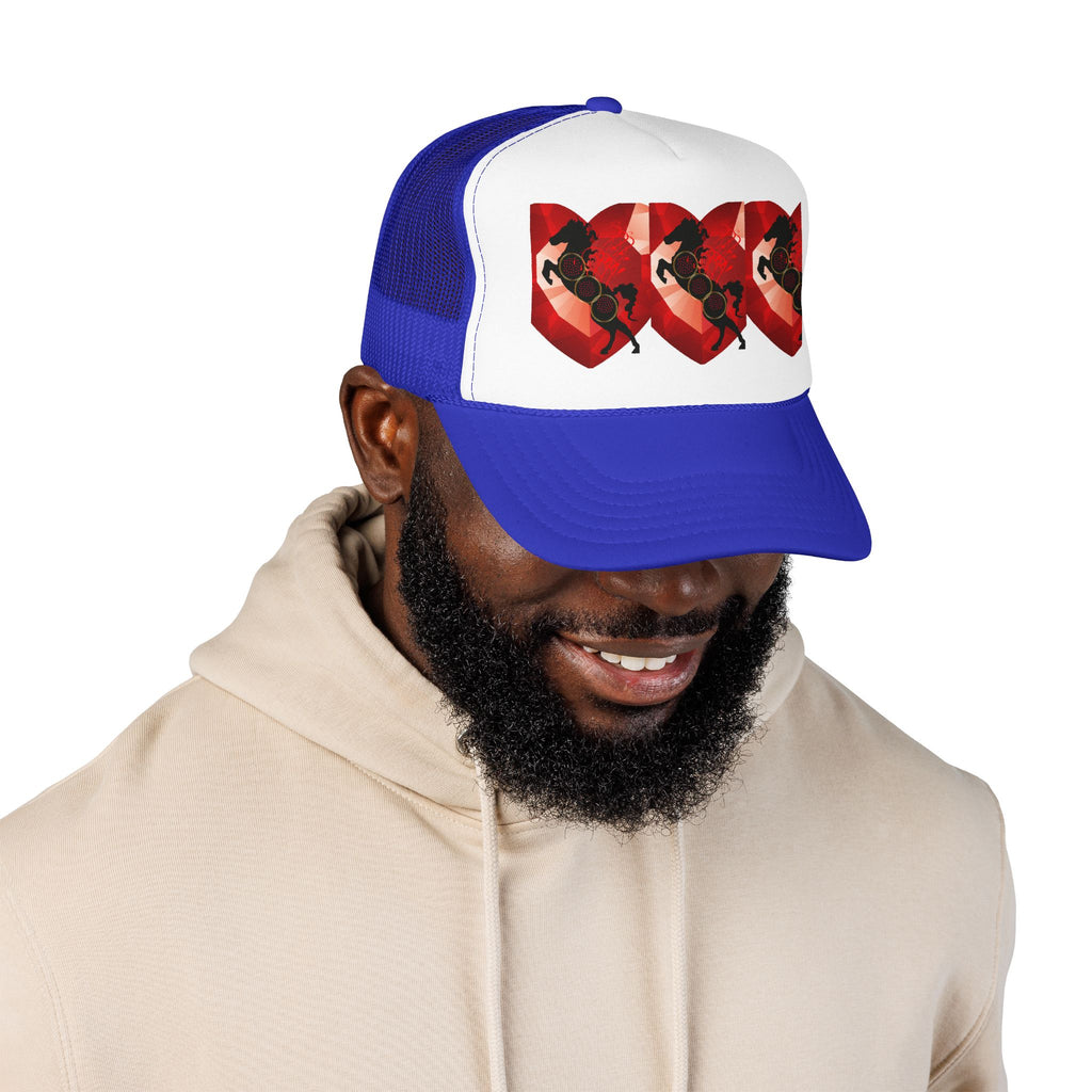 Foam Trucker Hat with Red Saxophone Heart Design
