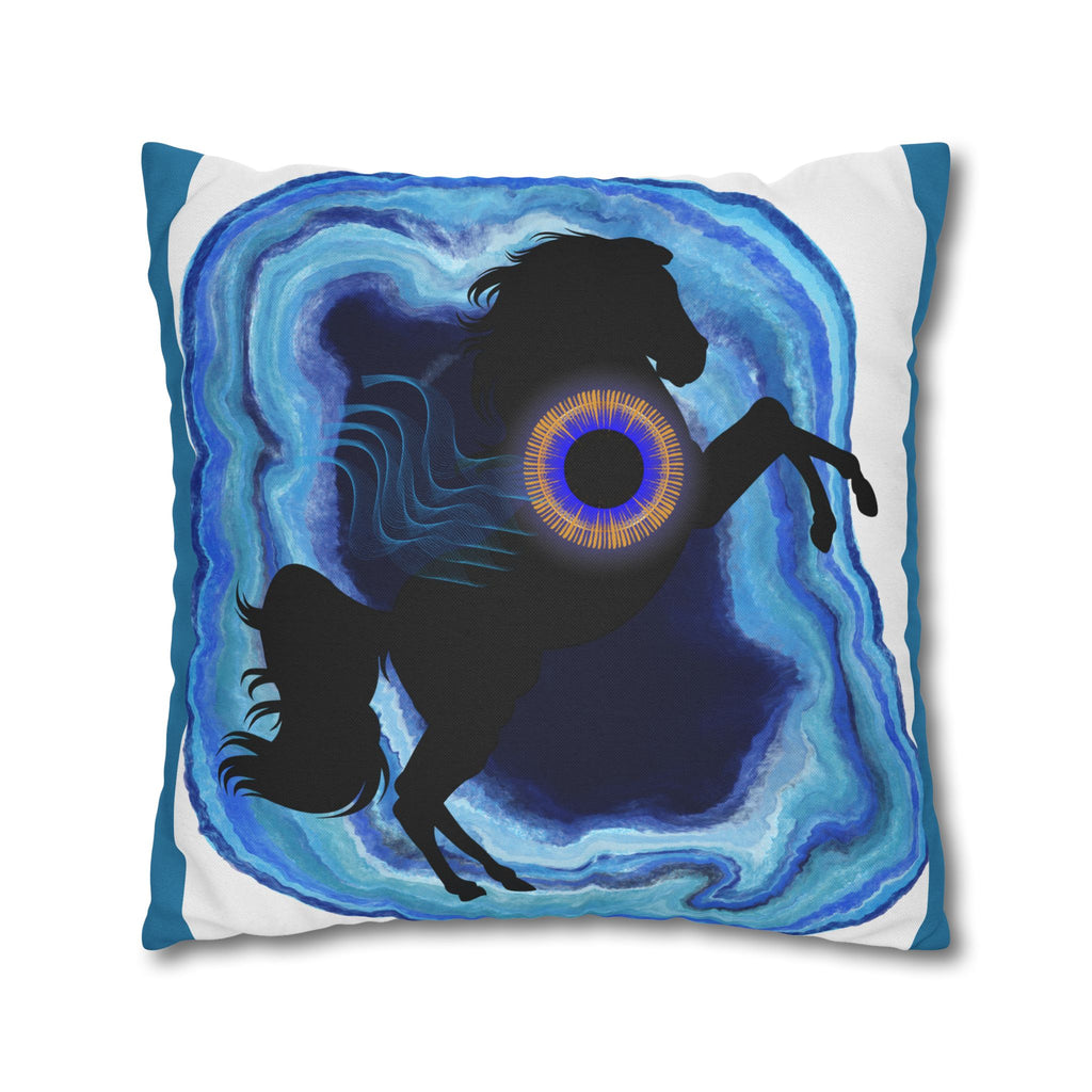 Mystical Blue Horse Square Pillowcase