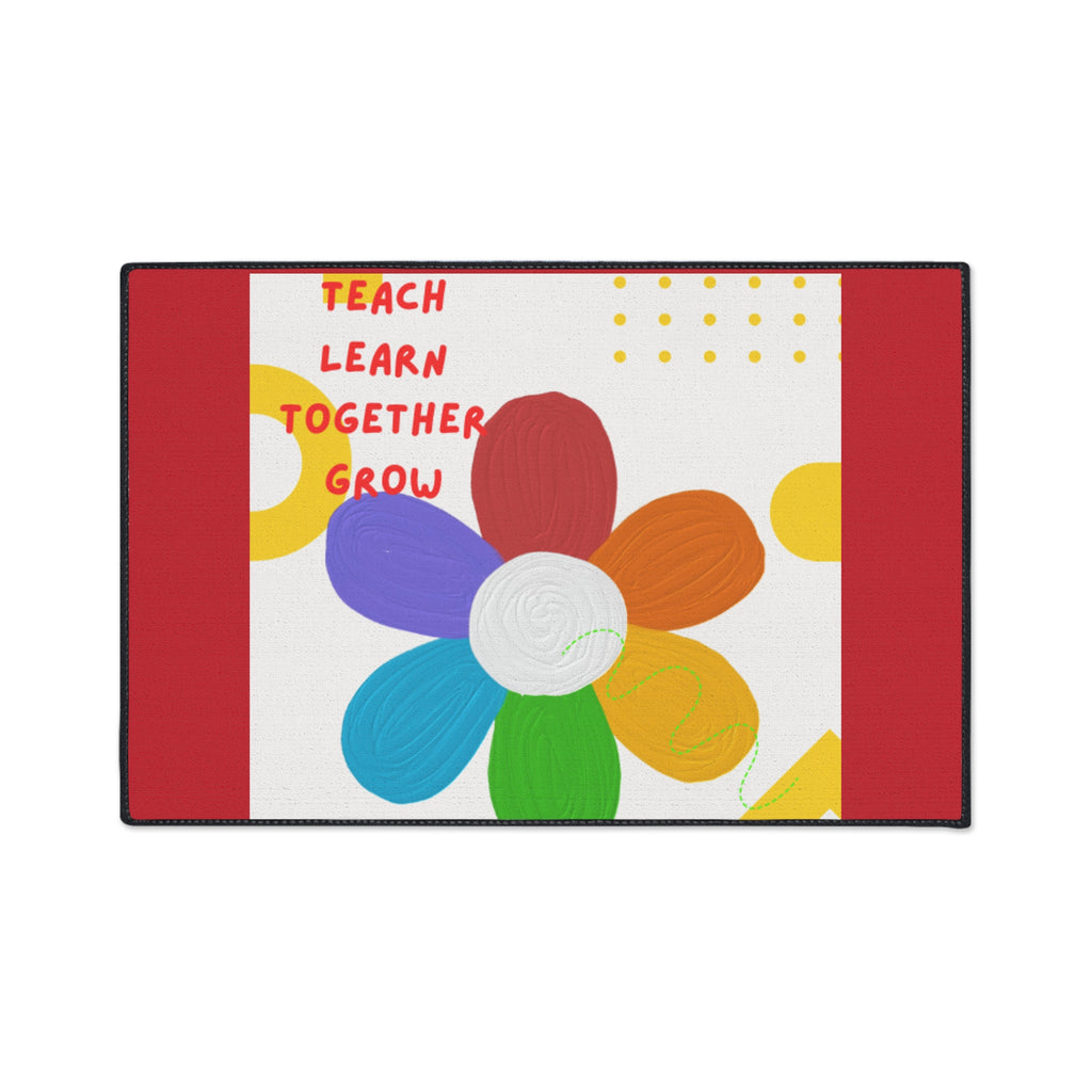 Teach Learn Together Grow Flower Classroom Floor Mat