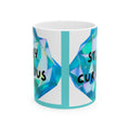 Colorful Geometric “Curious” Ceramic Mug